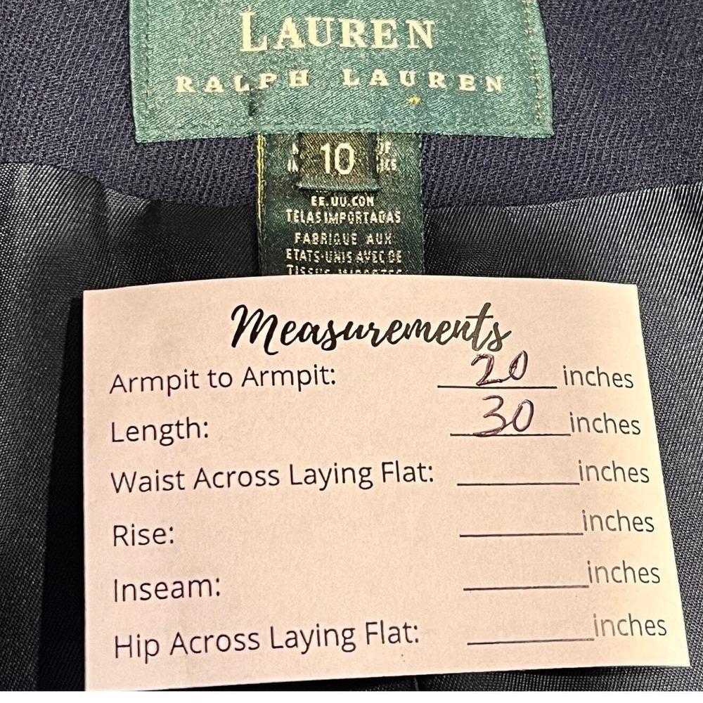Lauren Ralph Lauren Blazer Outerwear Double Breasted Wool‎ Blend Navy Blue 10 - Picture 2 of 10